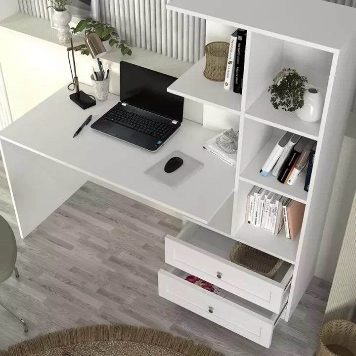 Γραφείο εργασίας Mantra Megapap χρώμα λευκό 150x60x152εκ.