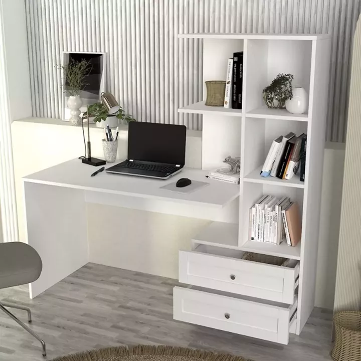 Γραφείο εργασίας Mantra Megapap χρώμα λευκό 150x60x152εκ.