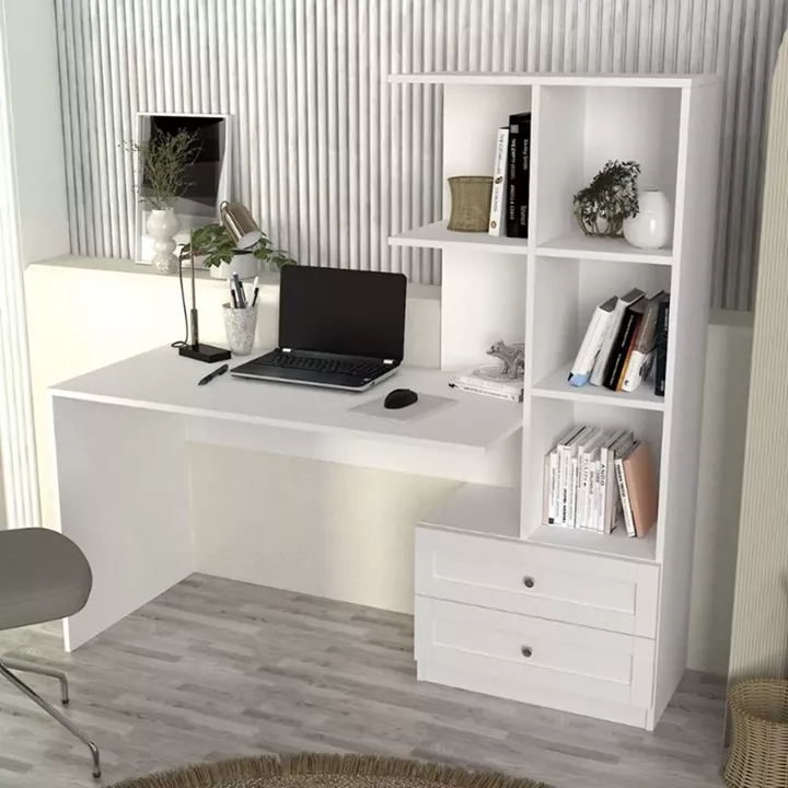 Γραφείο εργασίας Mantra Megapap χρώμα λευκό 150x60x152εκ.