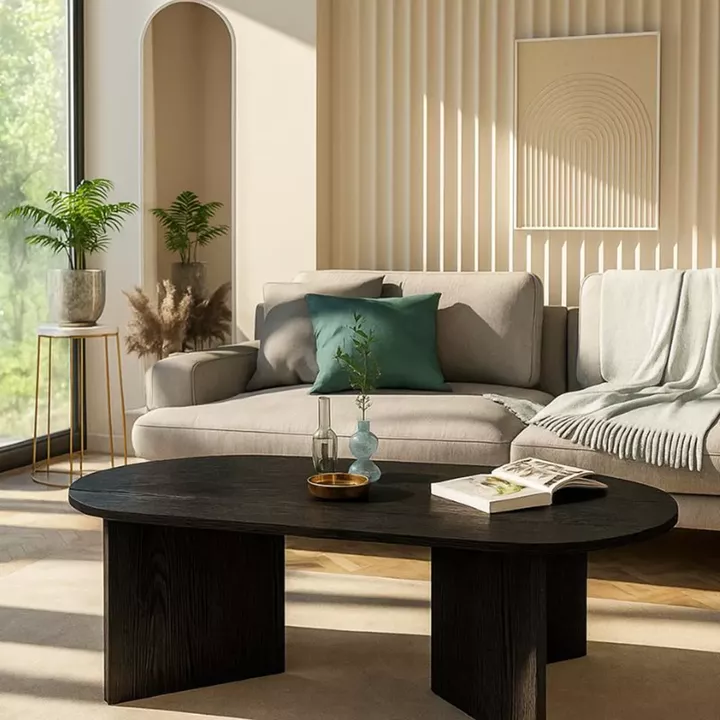 Τραπεζάκι σαλονιού Cortado Megapap χρώμα sencron black 120x60x39,6εκ.