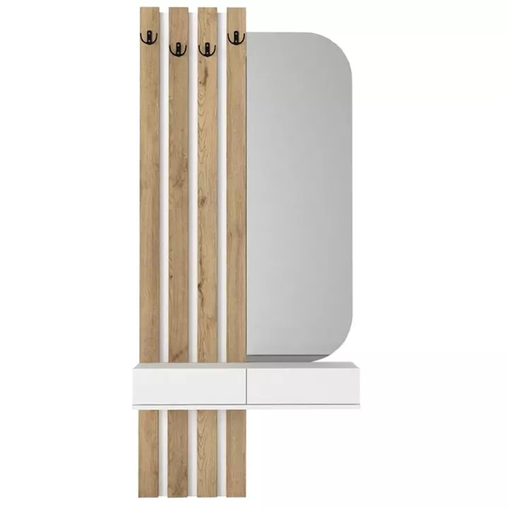 Έπιπλο εισόδου Reyas Megapap χρώμα λευκό - sepet oak 90x27x205,6εκ.