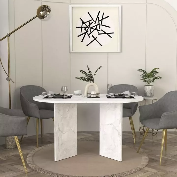 Τραπέζι Cortado Megapap χρώμα λευκό εφέ μαρμάρου 138x80x75εκ.