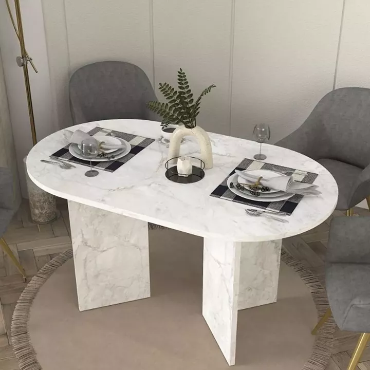 Τραπέζι Cortado Megapap χρώμα λευκό εφέ μαρμάρου 138x80x75εκ.