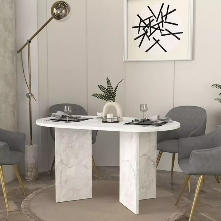 Τραπέζι Cortado Megapap χρώμα λευκό εφέ μαρμάρου 138x80x75εκ.