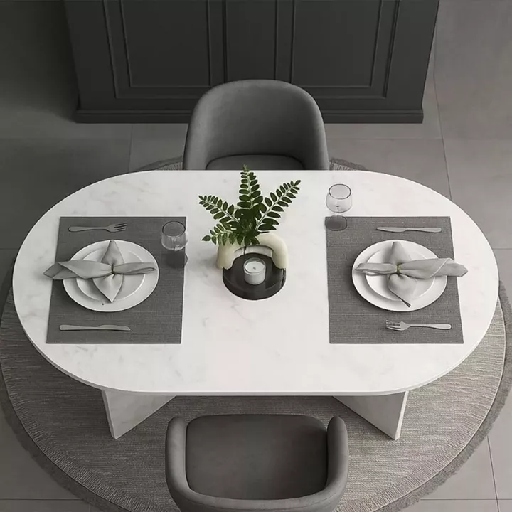 Τραπέζι Cortado Megapap χρώμα λευκό εφέ μαρμάρου 138x80x75εκ.