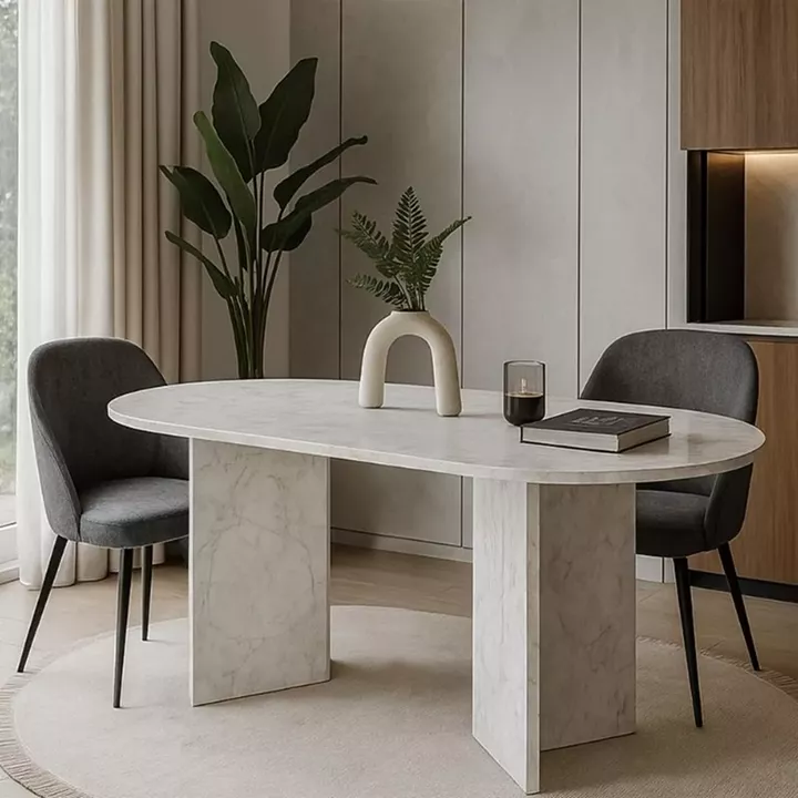 Τραπέζι Cortado Megapap χρώμα λευκό εφέ μαρμάρου 138x80x75εκ.