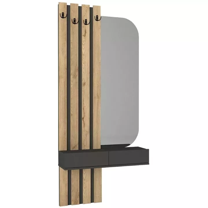 Έπιπλο εισόδου Reyas Megapap χρώμα ανθρακί - sepet oak 90x27x205,6εκ.