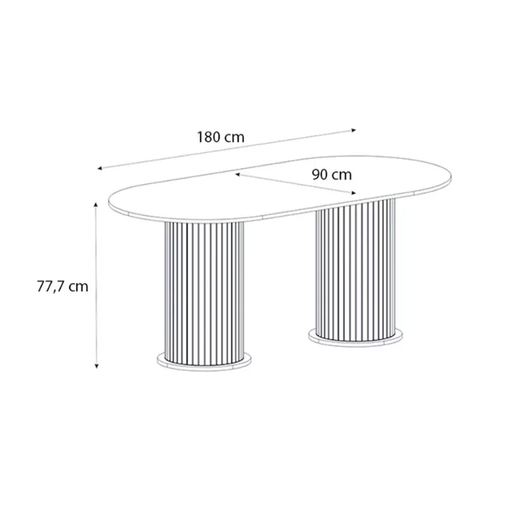 Τραπέζι Bohema Megapap χρώμα μαύρο - sepet oak 180x90x77,7εκ.