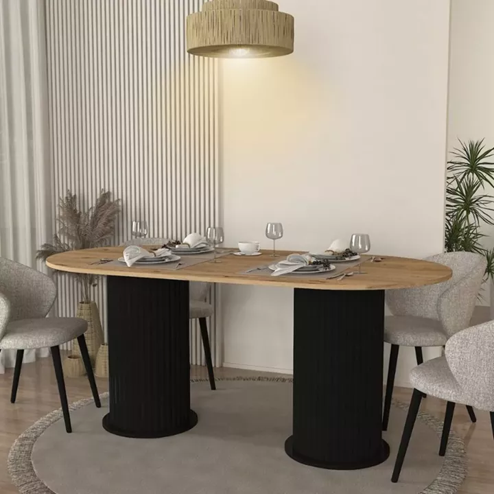 Τραπέζι Bohema Megapap χρώμα μαύρο - sepet oak 180x90x77,7εκ.