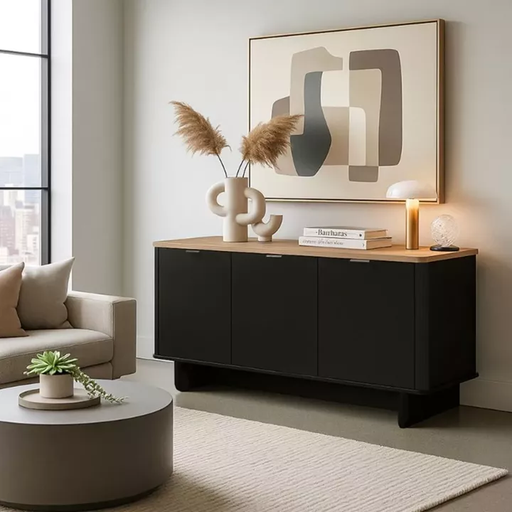 Μπουφές Bohema Megapap χρώμα μαύρο - sepet oak 180x47x76,6εκ.