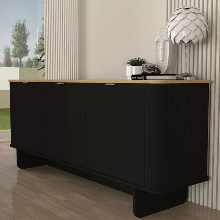 Μπουφές Bohema Megapap χρώμα μαύρο - sepet oak 180x47x76,6εκ.