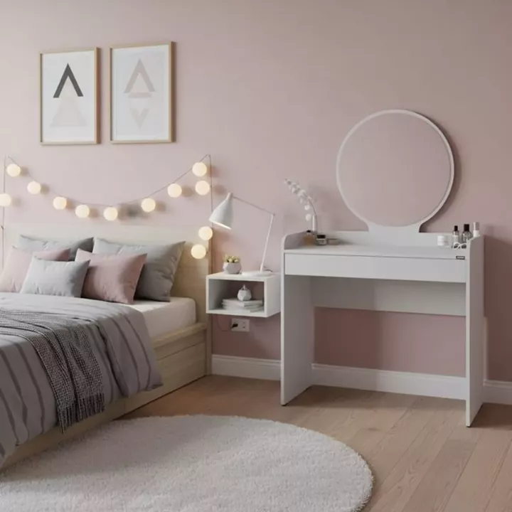 Τουαλέτα με καθρέπτη Curve Megapap χρώμα λευκό 90x47x142εκ.