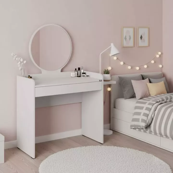 Τουαλέτα με καθρέπτη Curve Megapap χρώμα λευκό 90x47x142εκ.