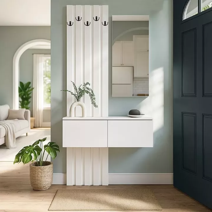 Έπιπλο εισόδου Kanso Megapap χρώμα λευκό 100x35x196,7εκ.