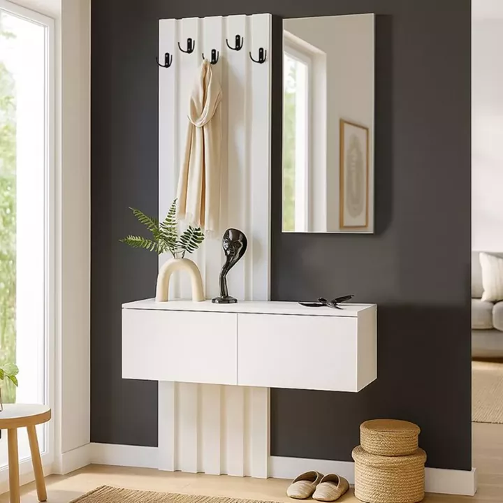 Έπιπλο εισόδου Kanso Megapap χρώμα λευκό 100x35x196,7εκ.