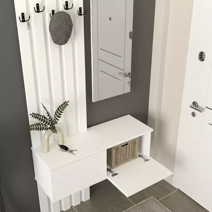 Έπιπλο εισόδου Kanso Megapap χρώμα λευκό 100x35x196,7εκ.