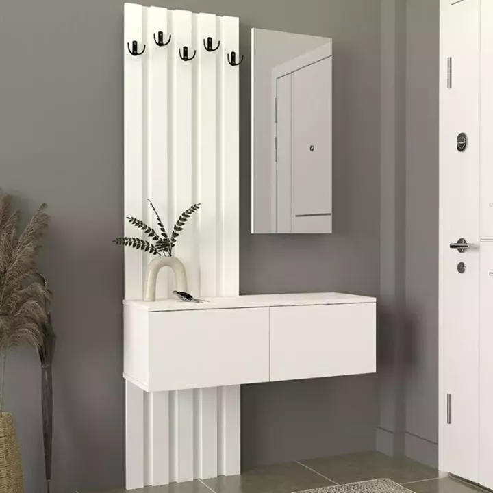 Έπιπλο εισόδου Kanso Megapap χρώμα λευκό 100x35x196,7εκ.