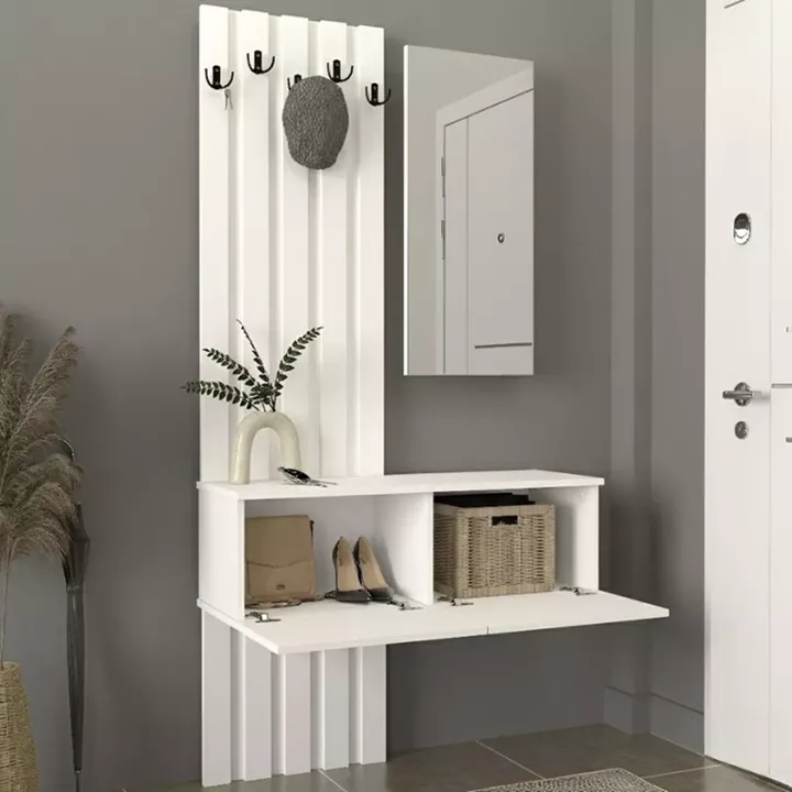 Έπιπλο εισόδου Kanso Megapap χρώμα λευκό 100x35x196,7εκ.