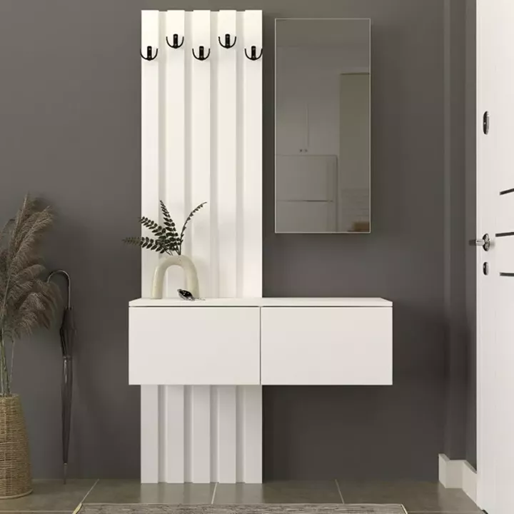 Έπιπλο εισόδου Kanso Megapap χρώμα λευκό 100x35x196,7εκ.