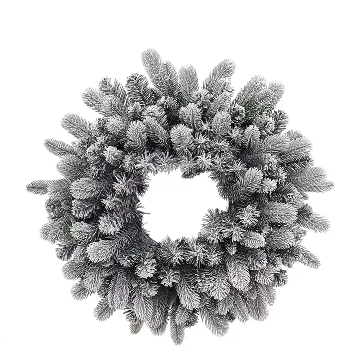 Χριστουγεννιάτικο Χιονισμένο Στεφάνι PE/PVC Με 135 Κλαδιά Φ60cm