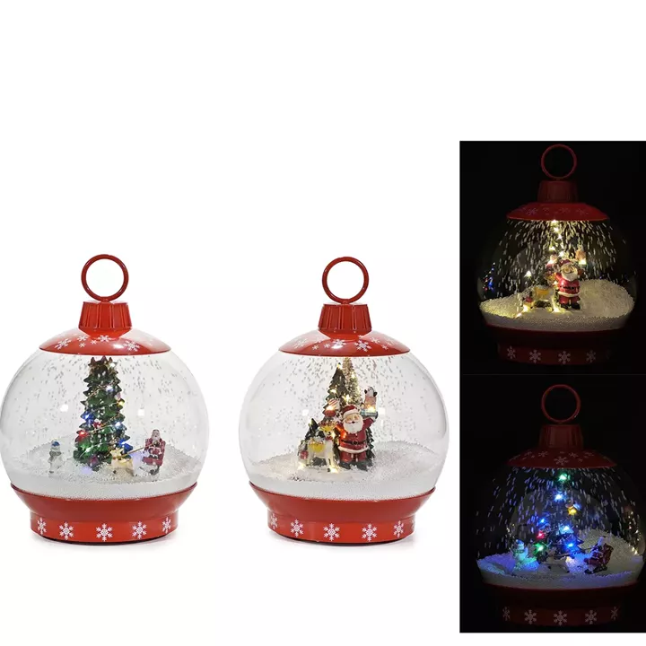Χριστουγεννιάτικη Σφαίρα Με Σκηνικό Φως, Ήχο Και Κίνηση 25cm Σε 2 Σχέδια