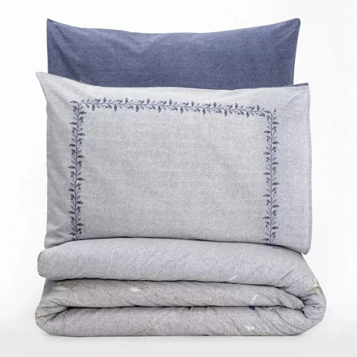 Σετ παπλωματοθήκη Nitsa Cotton Box 3 τμχ Μονή (160x220) χρώμα σκούρο μπλε - γκρι