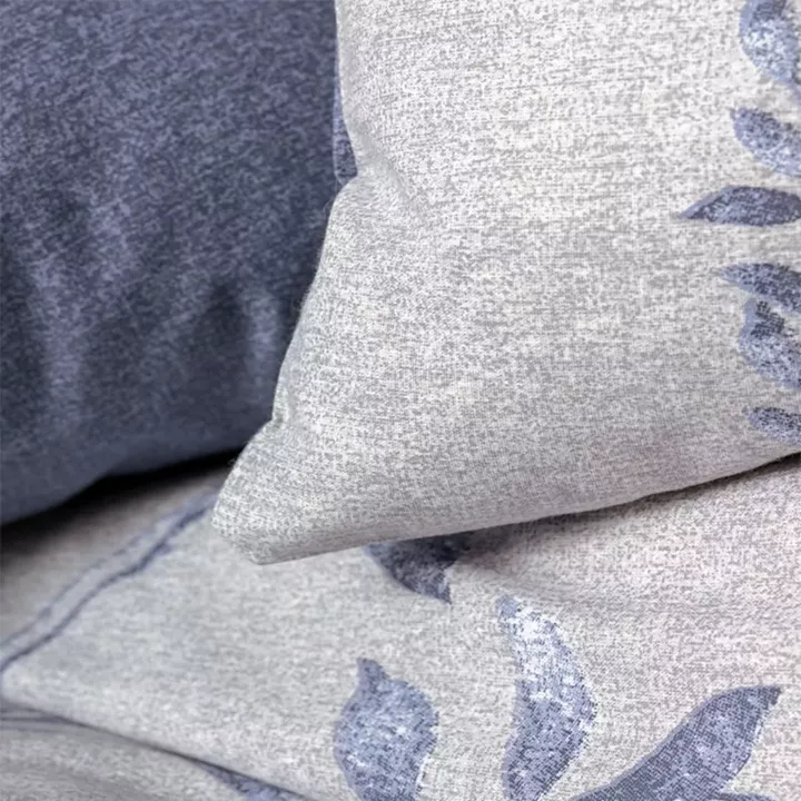 Σετ παπλωματοθήκη Nitsa Cotton Box 3 τμχ Μονή (160x220) χρώμα σκούρο μπλε - γκρι