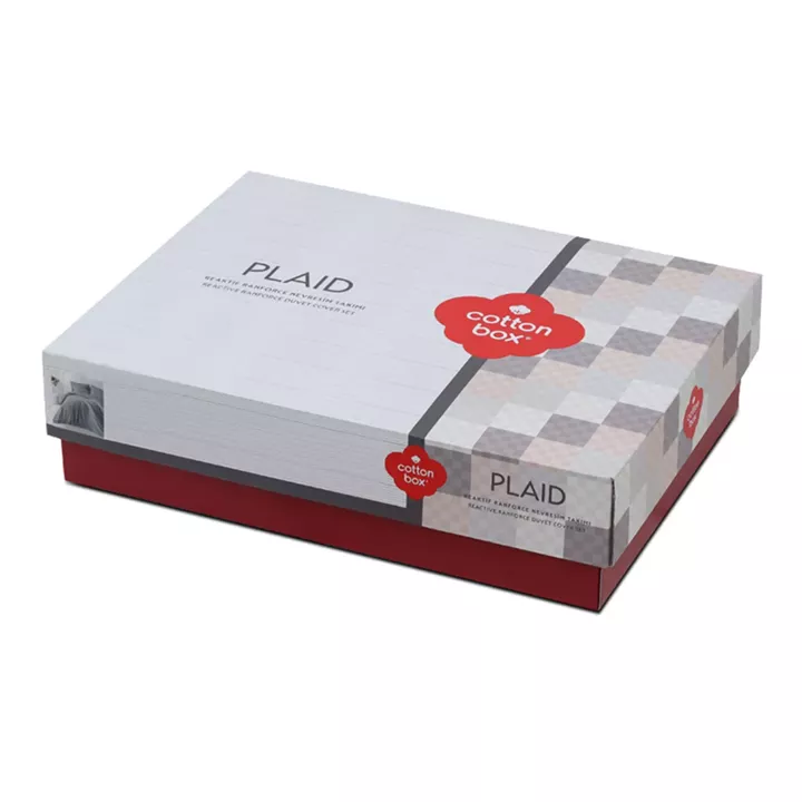 Σετ παπλωματοθήκη Plaid Cotton Box 3 τμχ Μονή (160x220) χρώμα γκρι