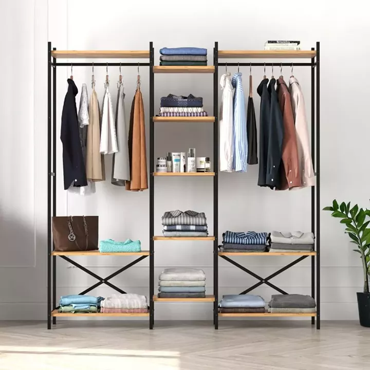 Ντουλάπα ρούχων ανοιχτή - Έπιπλο εισόδου Openix Megapap χρώμα pine oak 171,7x34,2x180,7εκ.