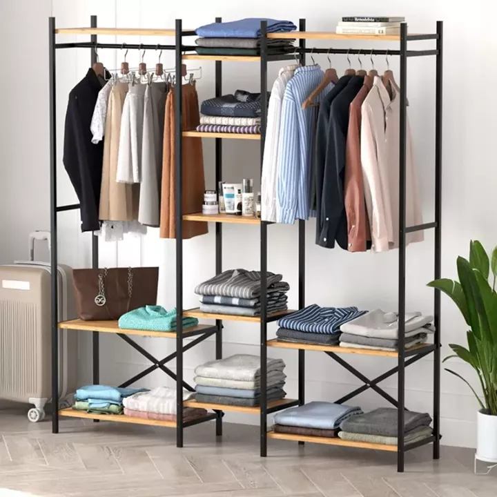 Ντουλάπα ρούχων ανοιχτή - Έπιπλο εισόδου Openix Megapap χρώμα pine oak 171,7x34,2x180,7εκ.