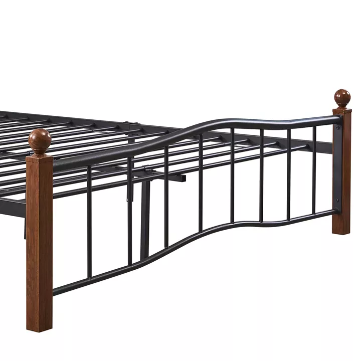 Κρεβάτι Διπλό ArteLibre ARROWHEAD Μαύρο/Καρυδί Μέταλλο Για Στρώμα 150x200cm