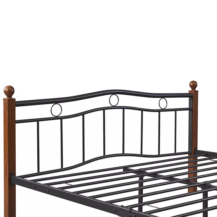 Κρεβάτι Διπλό ArteLibre ARROWHEAD Μαύρο/Καρυδί Μέταλλο Για Στρώμα 150x200cm