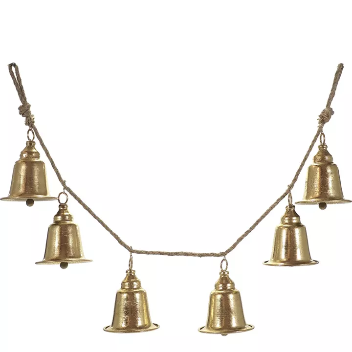 Χριστουγεννιάτικη Γιρλάντα Με Καμπάνες Χρυσό 110cm