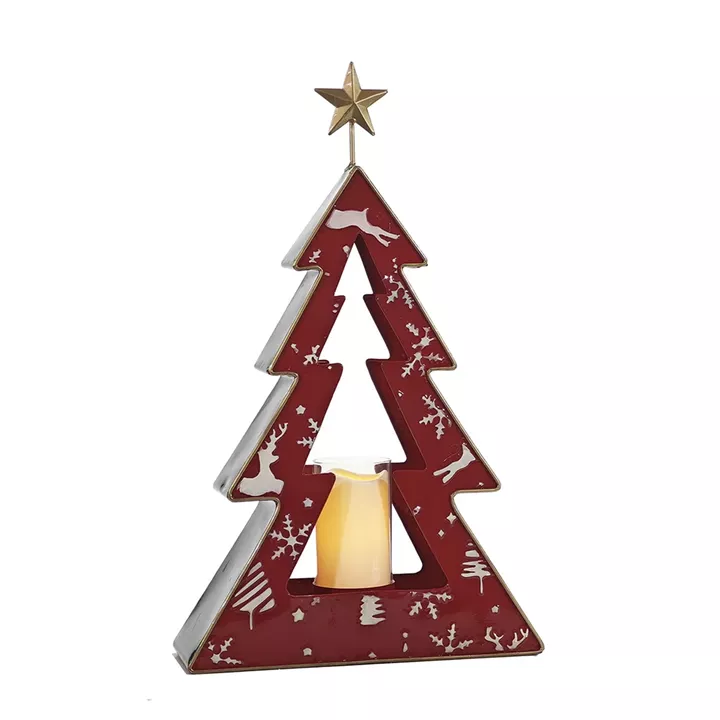 Χριστουγεννιάτικο Δέντρο Κηροπήγιο Με Φως Κόκκινο 35x11.5x47.5cm