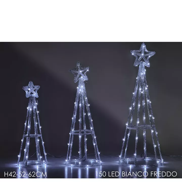 Χριστουγεννιάτικο Σετ Φωτιζόμενα Δέντρα Με 150 LED Λευκό Ψυχρό Σετ 3Τμχ