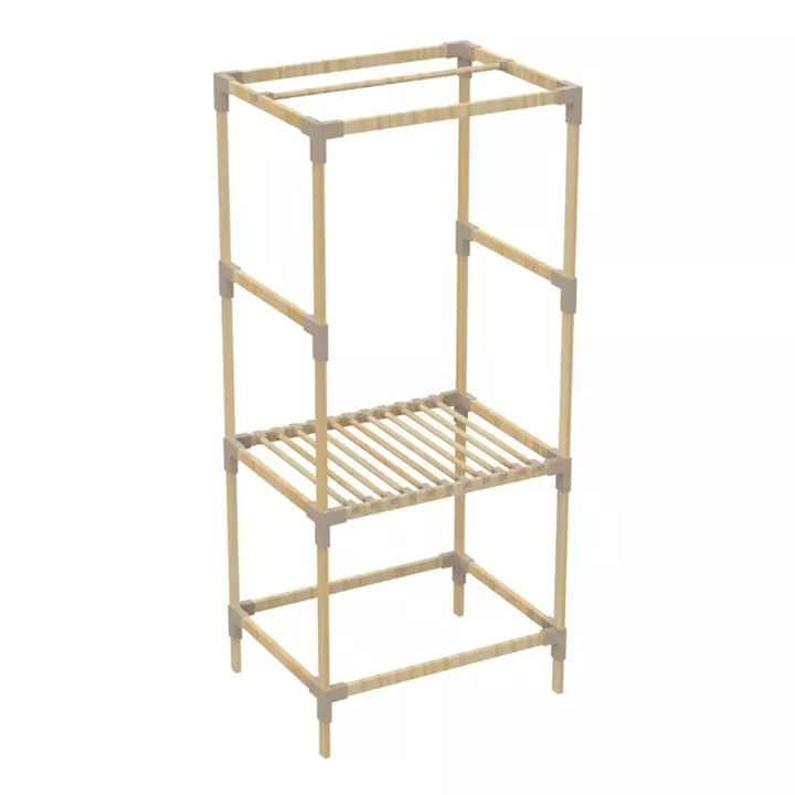 Ντουλάπα ρούχων ανοιχτή - Έπιπλο εισόδου ξύλινο - πλαστικό χρώμα φυσικό - μπεζ 75x46x156εκ.