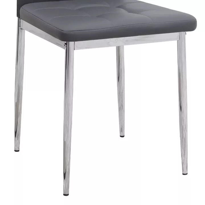 Καρέκλα τραπεζαρίας Rosa Megapap γκρι PU - μεταλλικό πόδι χρωμίου 41x48x98εκ.