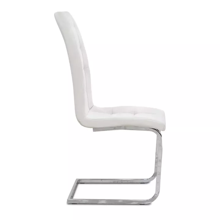 Καρέκλα τραπεζαρίας Vela Megapap λευκό PU - μεταλλική βάση χρωμίου 41x61x107εκ.