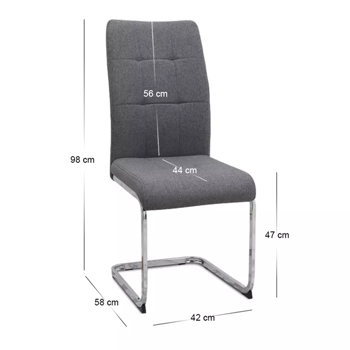 Καρέκλα τραπεζαρίας Laura Megapap γκρι ύφασμα - μεταλλική βάση χρωμίου 42x58x98εκ.