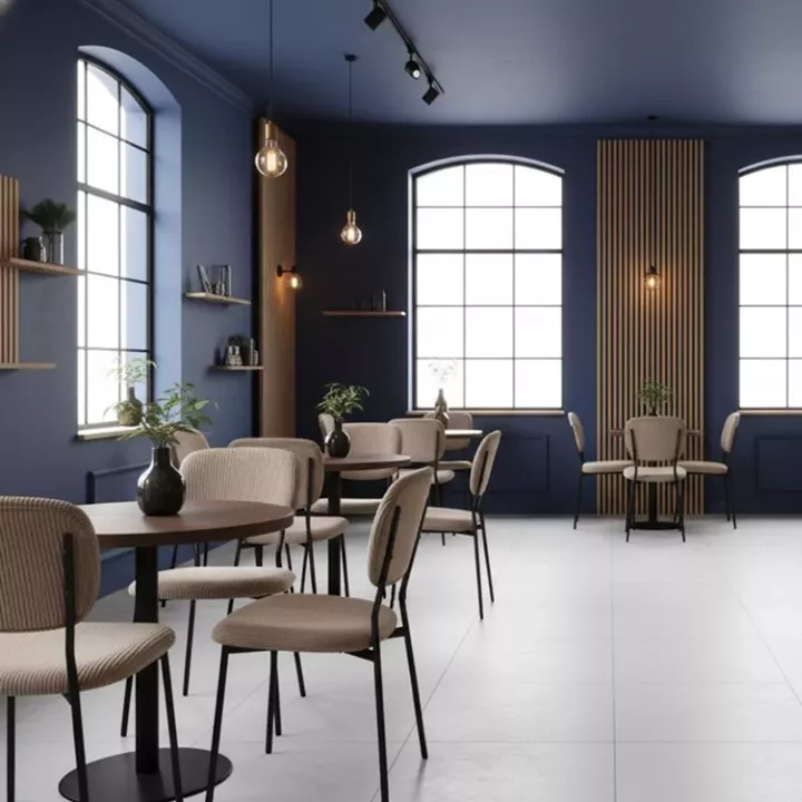 Καρέκλα τραπεζαρίας Kevin Megapap μόκα ύφασμα - μεταλλικό μαύρο πόδι 48x51x87εκ.