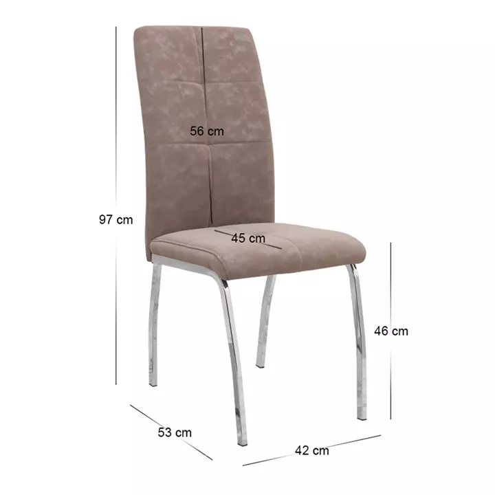 Καρέκλα τραπεζαρίας Alma Megapap μπεζ PU - μεταλλικό πόδι χρωμίου 42x53x97εκ.