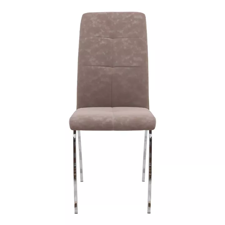 Καρέκλα τραπεζαρίας Alma Megapap μπεζ PU - μεταλλικό πόδι χρωμίου 42x53x97εκ.