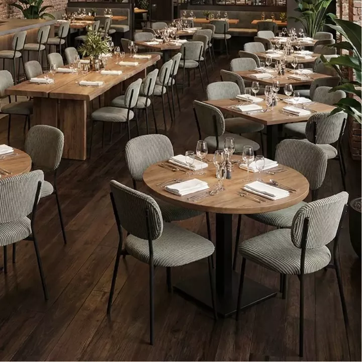 Καρέκλα τραπεζαρίας Kevin Megapap λαδί ύφασμα - μεταλλικό μαύρο πόδι 48x51x87εκ.