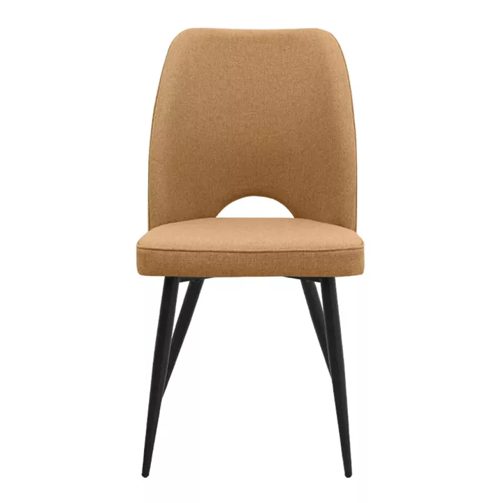 Καρέκλα τραπεζαρίας Christy Megapap μουσταρδί ύφασμα - μεταλλικό μαύρο πόδι 47x59x90εκ.