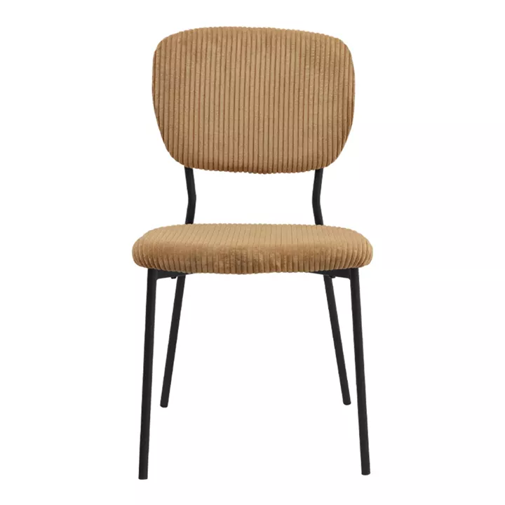 Καρέκλα τραπεζαρίας Kevin Megapap μουσταρδί ύφασμα - μεταλλικό μαύρο πόδι 48x51x87εκ.