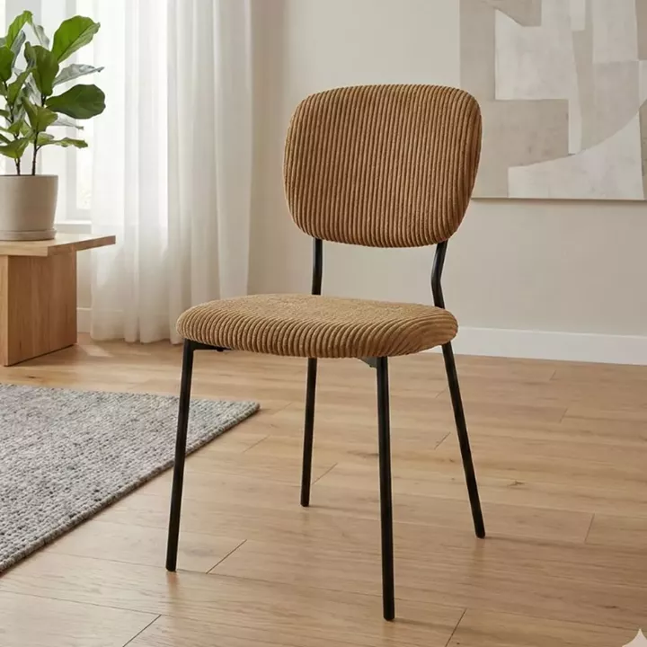 Καρέκλα τραπεζαρίας Kevin Megapap μουσταρδί ύφασμα - μεταλλικό μαύρο πόδι 48x51x87εκ.