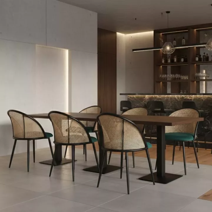 Καρέκλα τραπεζαρίας Jacob Megapap pe rattan - κυπαρισσί βελούδο - μεταλλικό μαύρο πόδι 52x50x77εκ.