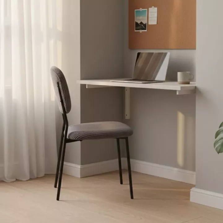 Καρέκλα τραπεζαρίας Kevin Megapap γκρι ύφασμα - μεταλλικό μαύρο πόδι 48x51x87εκ.