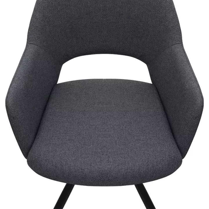 Πολυθρόνα τραπεζαρίας Gabriel Megapap γκρι ύφασμα - μεταλλικό μαύρο πόδι 58x60x85εκ.