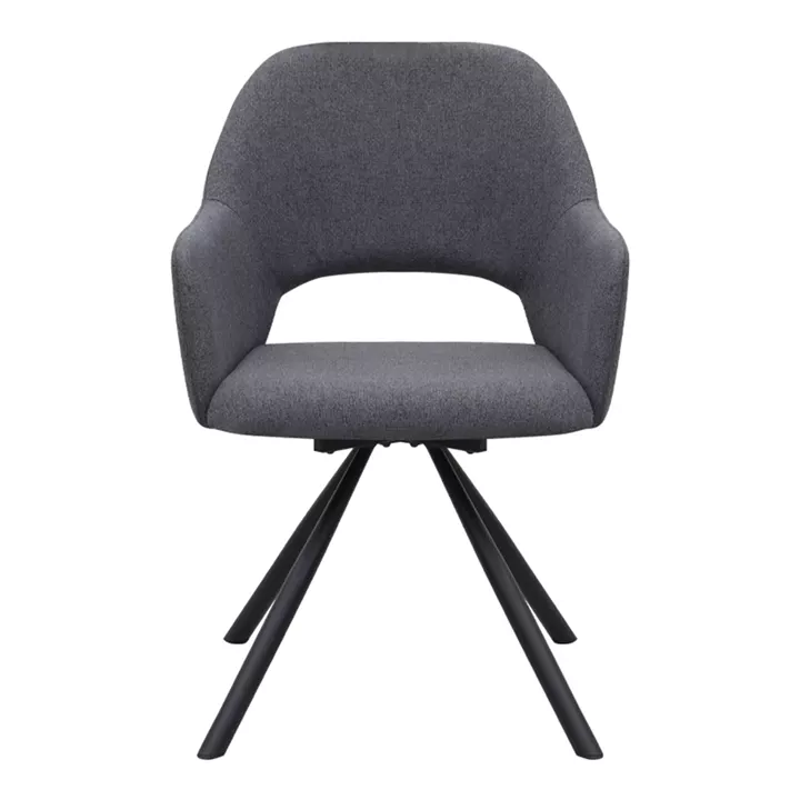 Πολυθρόνα τραπεζαρίας Gabriel Megapap γκρι ύφασμα - μεταλλικό μαύρο πόδι 58x60x85εκ.